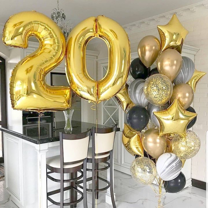 Фольгированный шар Золотая Цифра в Калуге