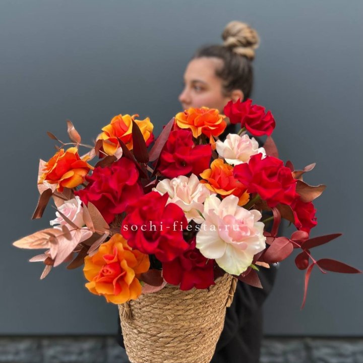 Авторский бокс "Роксана" в джутовом кашпо в Калуге