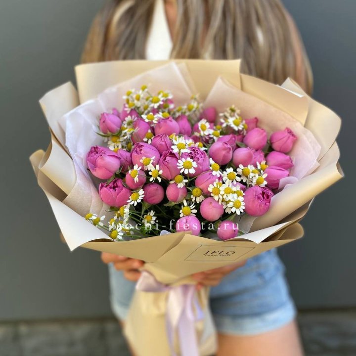 Дуобукет мисти с ромашками  в Калуге