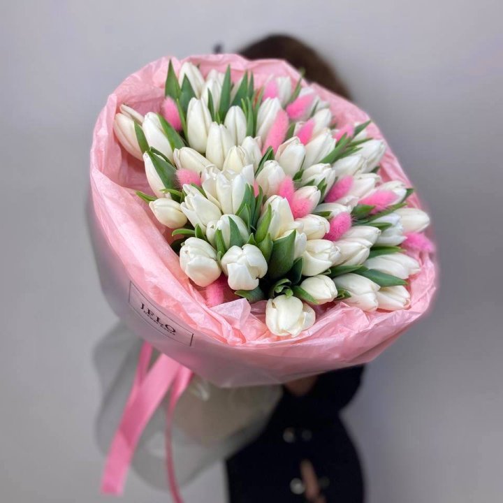 51 белый тюльпан "Рози" в Калуге