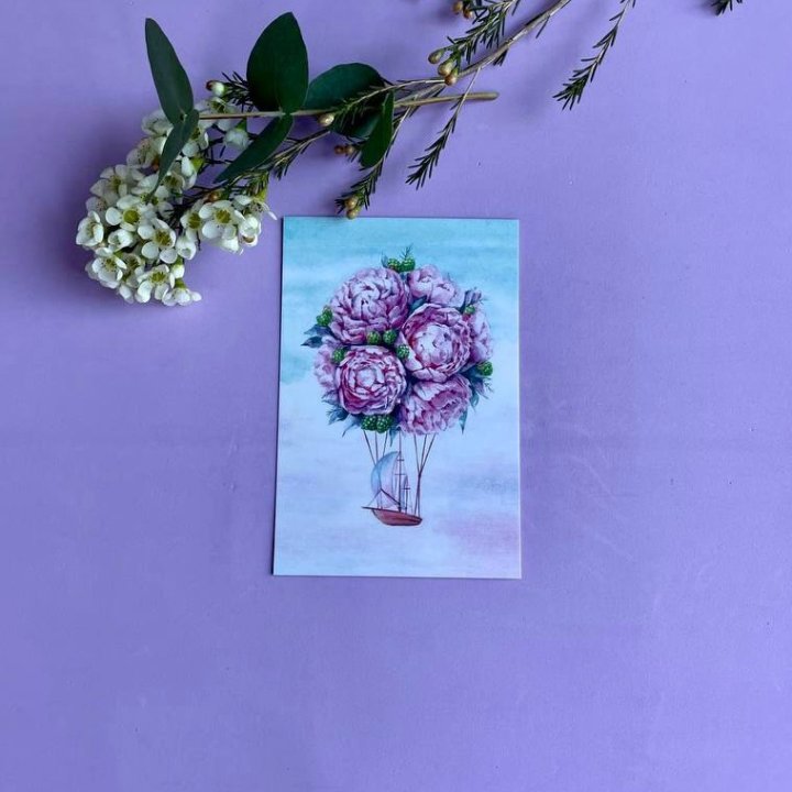 Открытка к букету "Пион" в Калуге