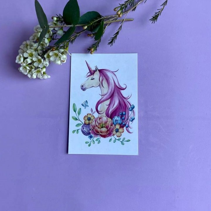 Открытка к букету "Единорог" в Калуге