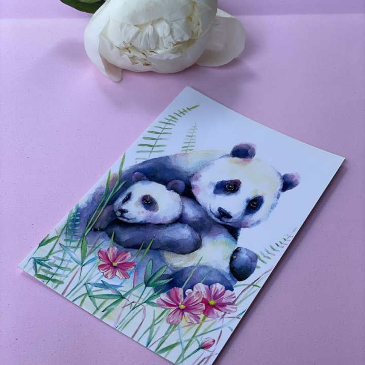 Открытка к букету "Объятие Панды" в Калуге