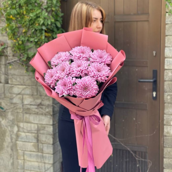 Букет хризантем розовый в Калуге