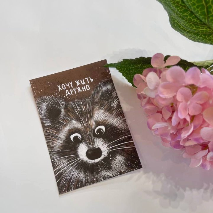 Открытка к букету "Енотик" в Калуге