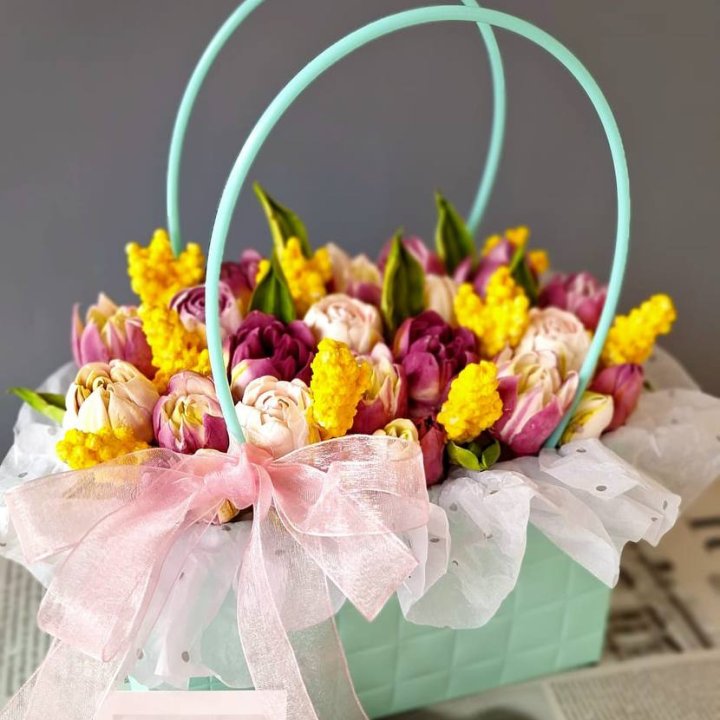 Тюльпаны в сумочке из зефира в Калуге