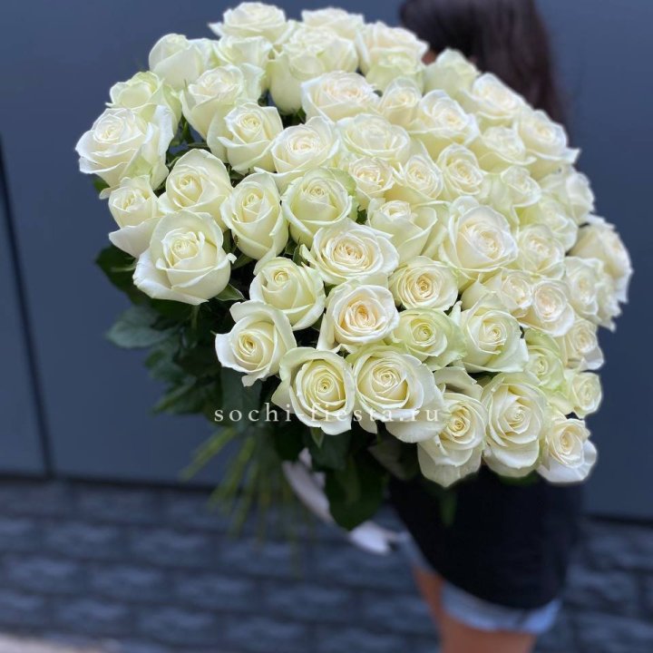 51 белоснежная высокая роза в Калуге