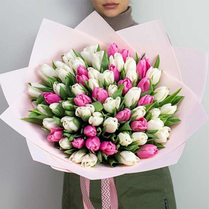 61 бело-розовый тюльпан в Калуге